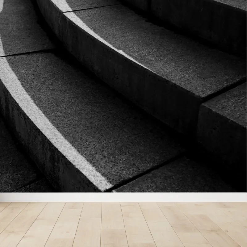 Wall mural curved concrete staircase in shadow