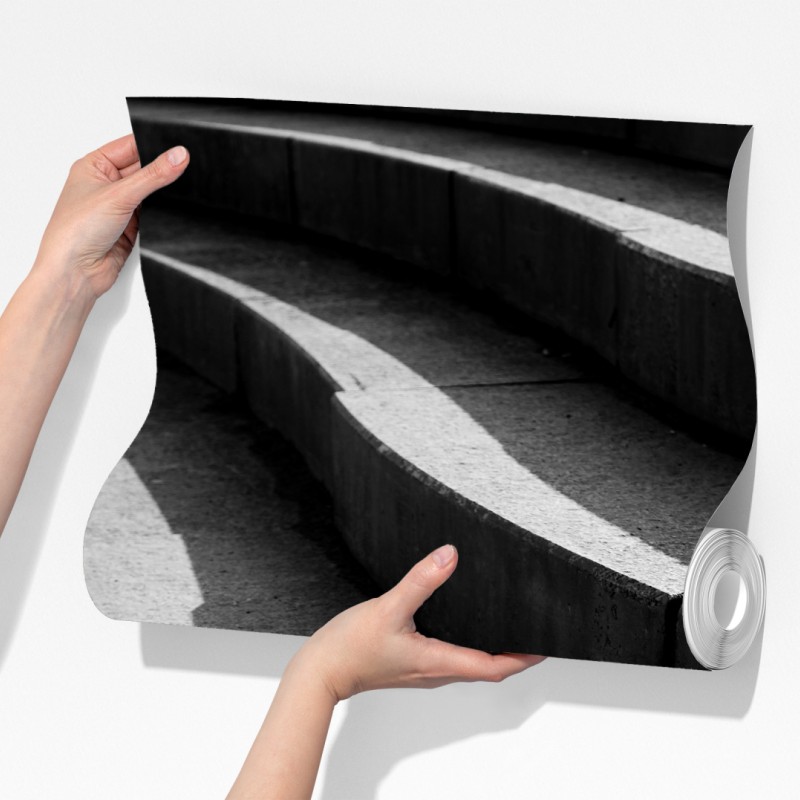 Fototapeta zakrzywione betonowe schody w cieniu – Wallissimo® Fototapeta zakrzywione betonowe schody w cieniu – Wallissimo®