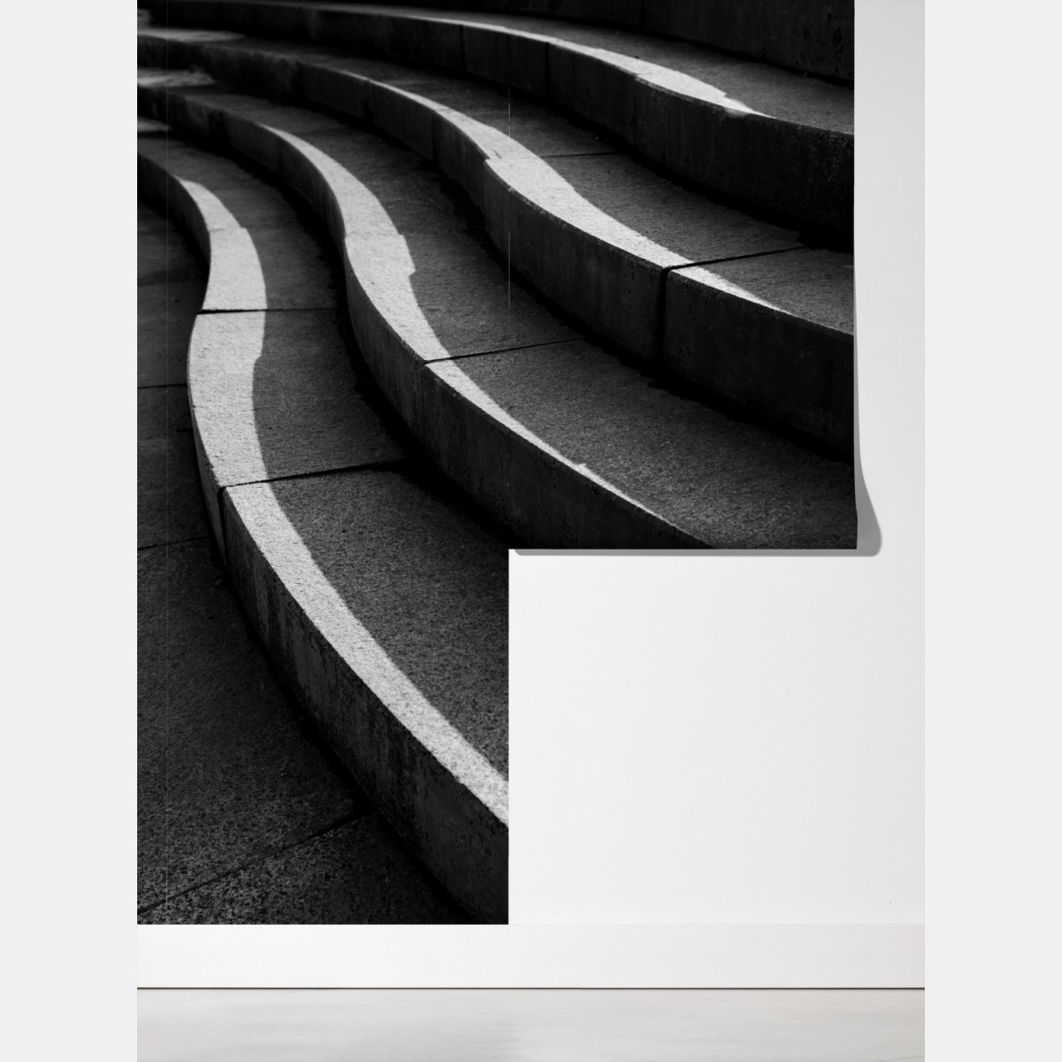 Fototapeta zakrzywione betonowe schody w cieniu – Wallissimo® Fototapeta zakrzywione betonowe schody w cieniu – Wallissimo®