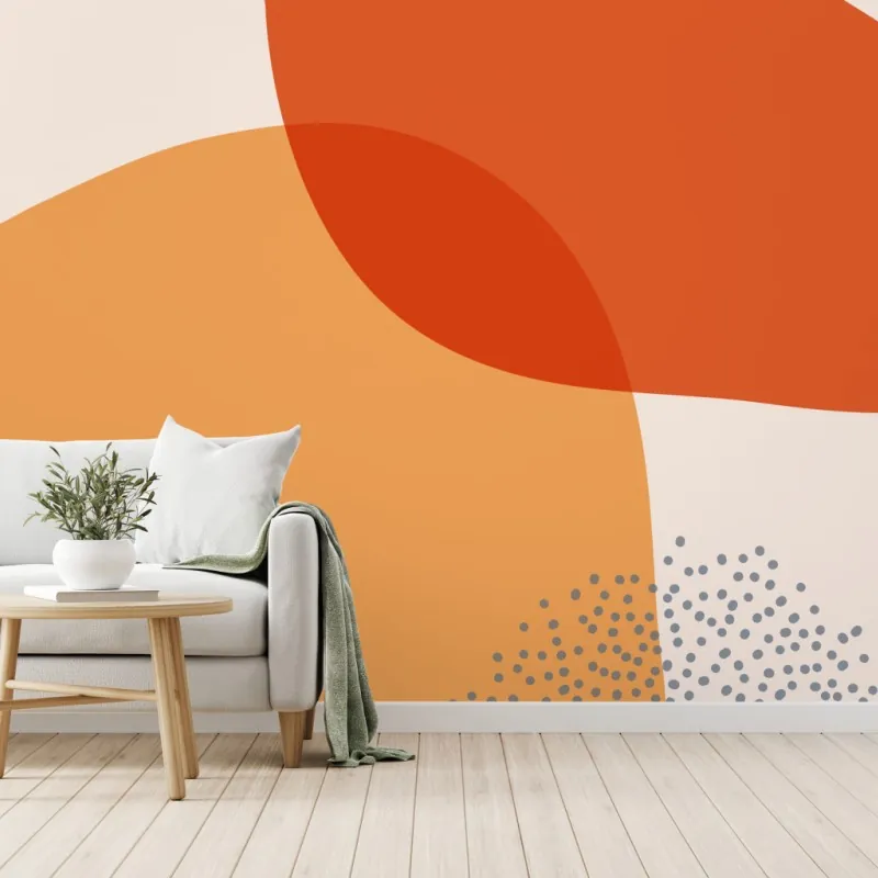 Wall mural warm abstract shapes composition
