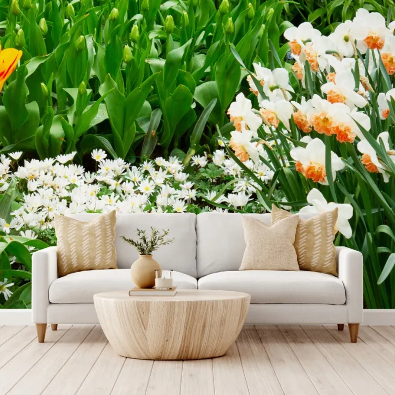 Wall mural vibrant spring flower garden