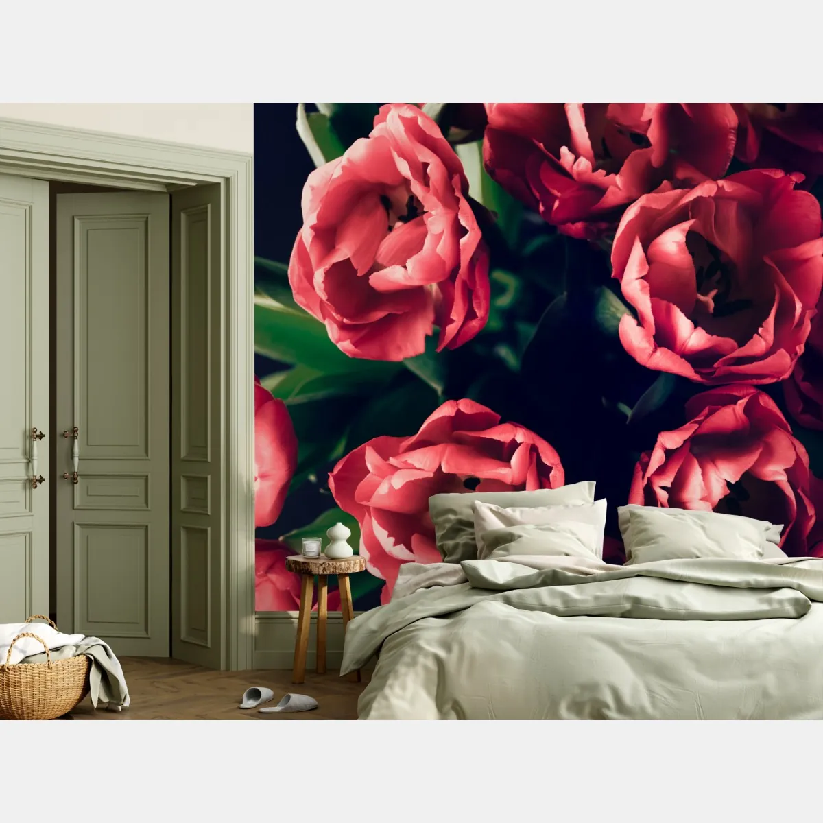 Fototapeta nastrojowy różowy bukiet tulipanów – Wallissimo® Fototapeta nastrojowy różowy bukiet tulipanów – Wallissimo®