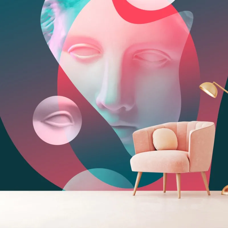 Fototapeta surrealistyczna klasyczna twarz w duotonie – Wallissimo® Fototapeta surrealistyczna klasyczna twarz w duotonie – Wallissimo®