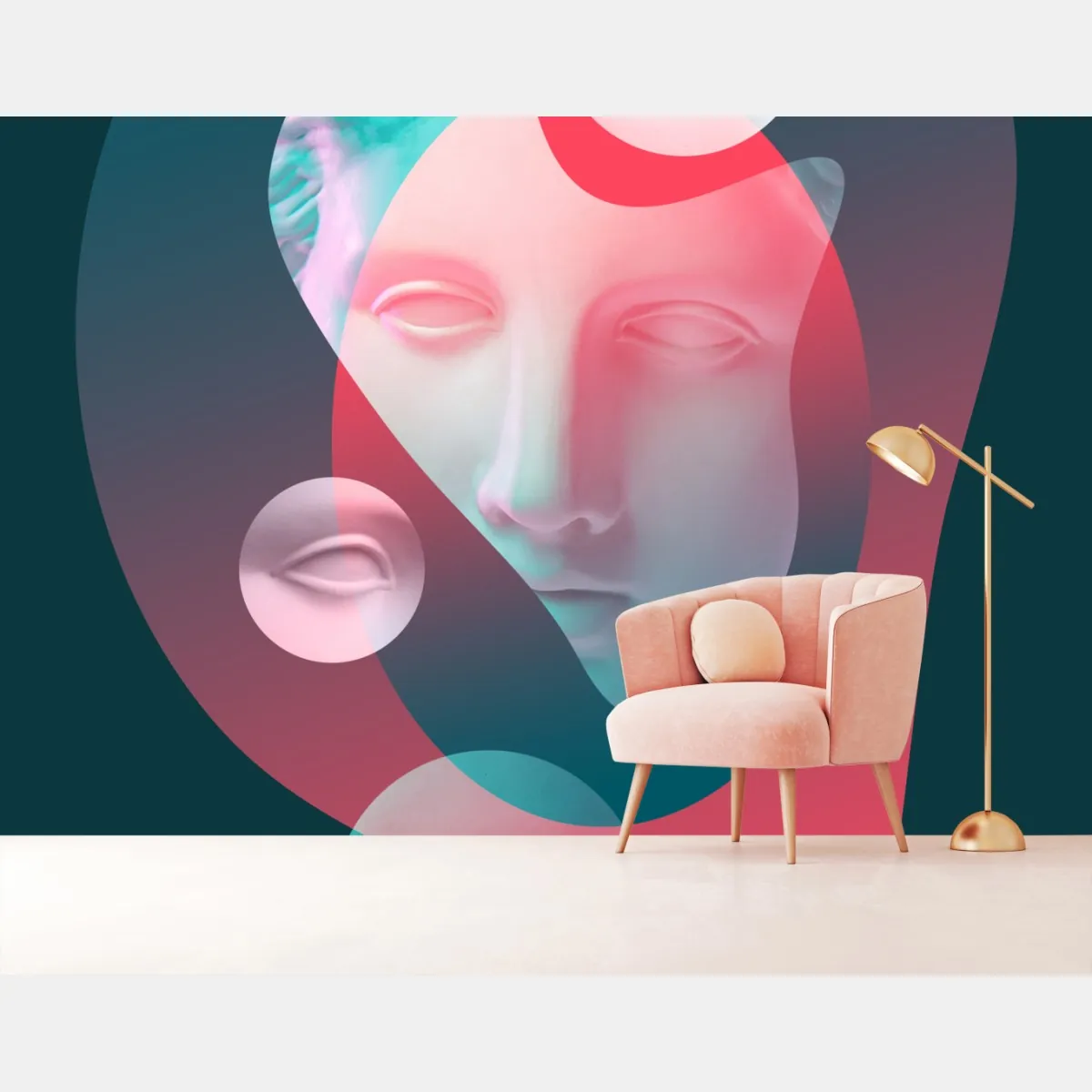 Fototapeta surrealistyczna klasyczna twarz w duotonie – Wallissimo® Fototapeta surrealistyczna klasyczna twarz w duotonie – Wallissimo®