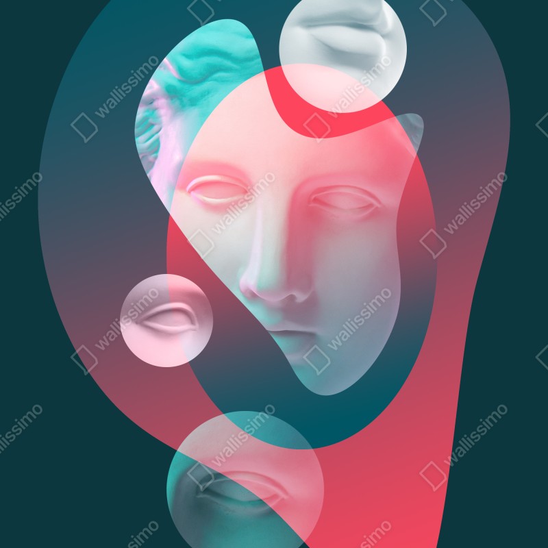 Fototapeta surrealistyczna klasyczna twarz w duotonie – Wallissimo® Fototapeta surrealistyczna klasyczna twarz w duotonie – Wallissimo®