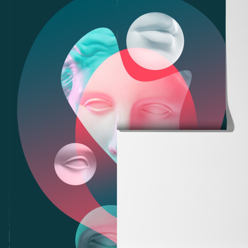 Fototapeta surrealistyczna klasyczna twarz w duotonie – Wallissimo® Fototapeta surrealistyczna klasyczna twarz w duotonie – Wallissimo®