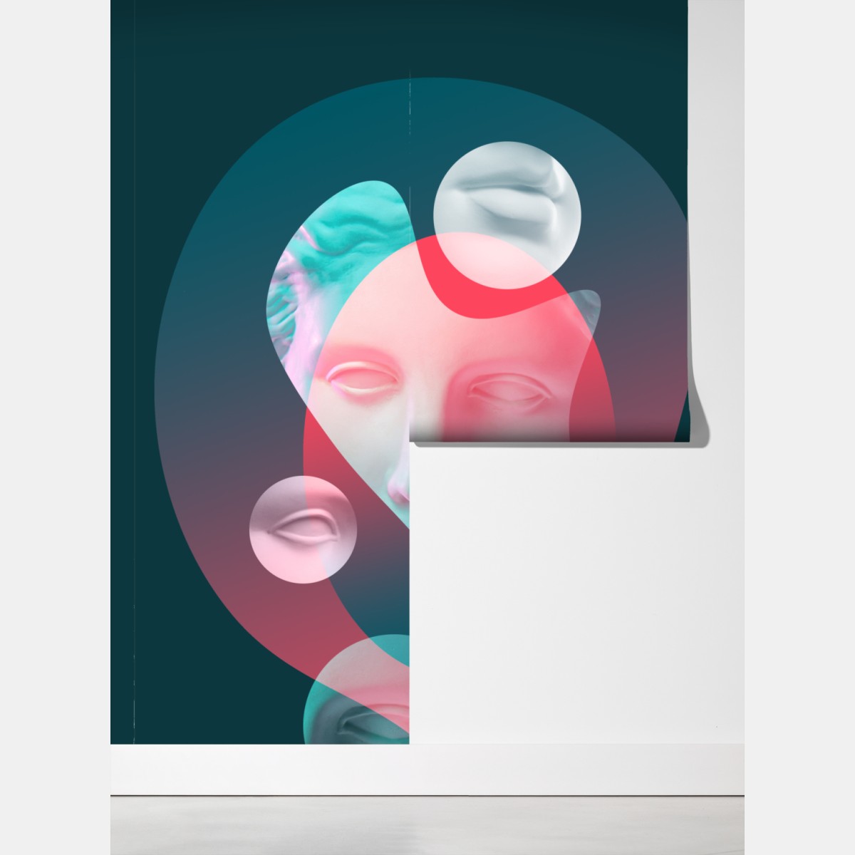 Fototapeta surrealistyczna klasyczna twarz w duotonie – Wallissimo® Fototapeta surrealistyczna klasyczna twarz w duotonie – Wallissimo®