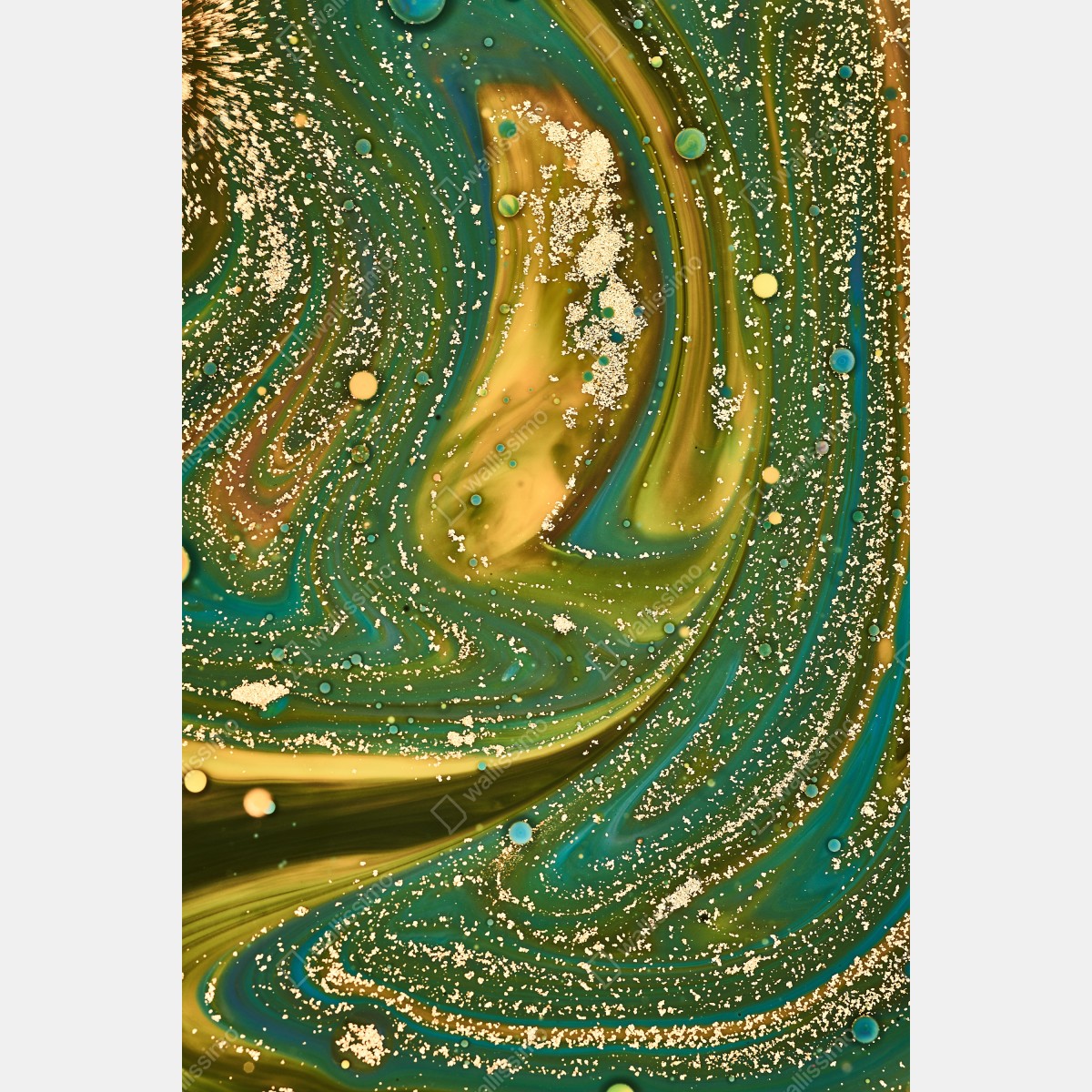 Fototapeta zielono-złota płynna marmurkowa grafika – Wallissimo® Fototapeta zielono-złota płynna marmurkowa grafika – Wallissimo®