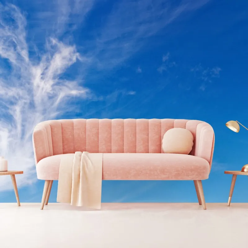 Wall mural serene meadow under blue sky