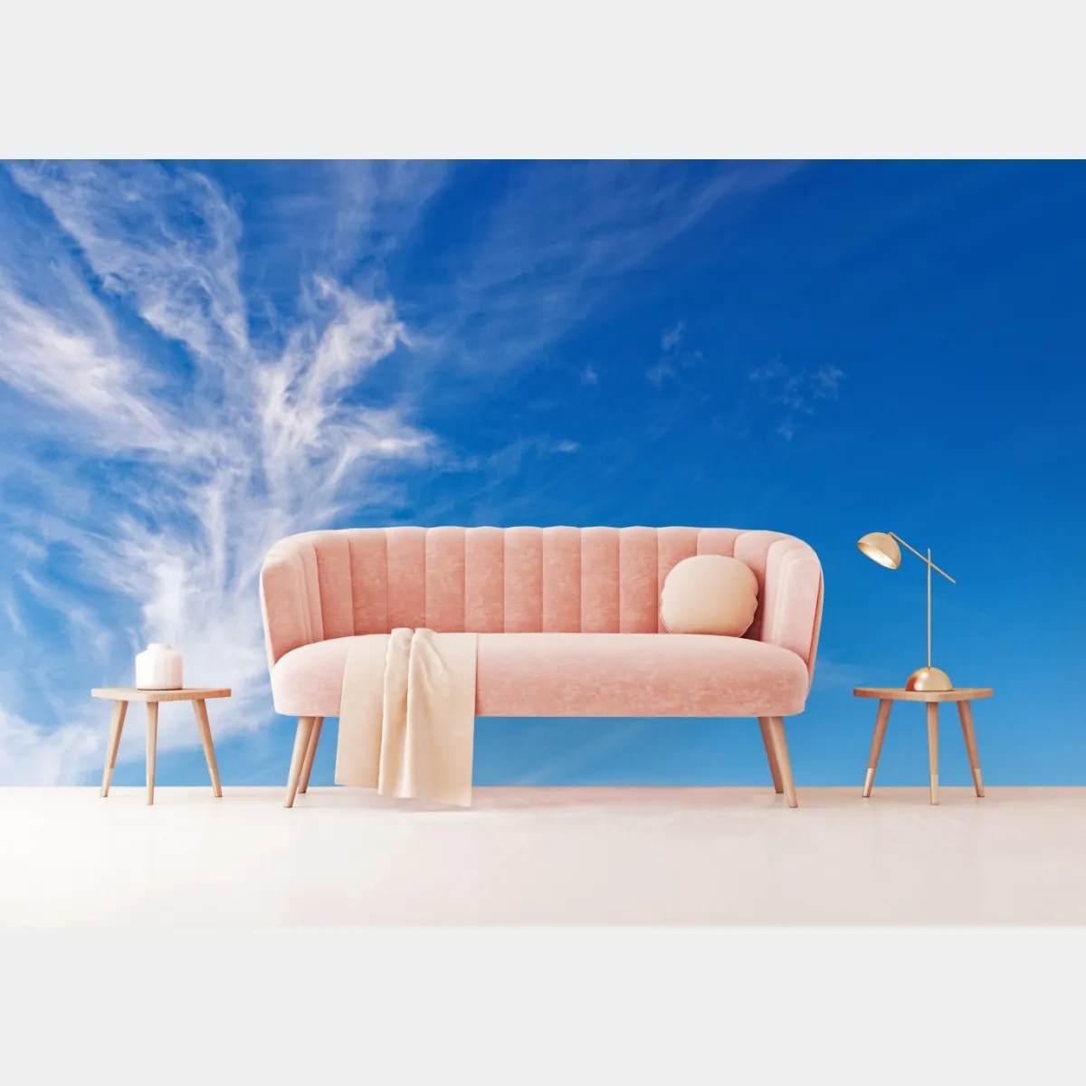 Fototapeta spokojna łąka pod błękitnym niebem – Wallissimo® Fototapeta spokojna łąka pod błękitnym niebem – Wallissimo®