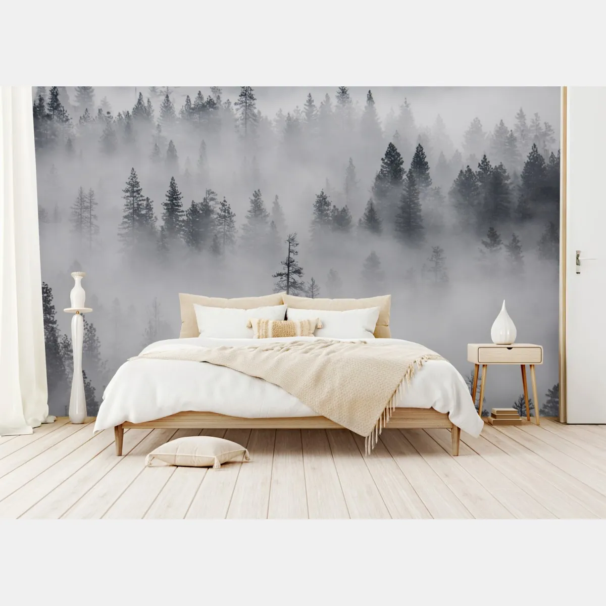 Fototapeta mglisty las sosnowy – Wallissimo® Fototapeta mglisty las sosnowy – Wallissimo®