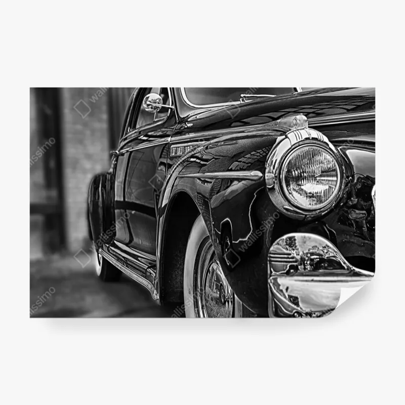 Wall mural vintage classic car on cobblestone street
