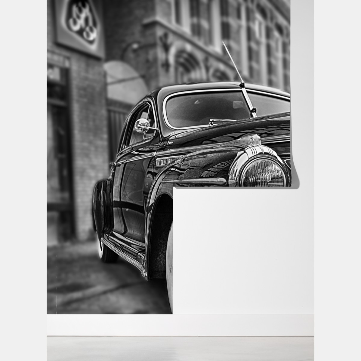 Fototapeta zabytkowy klasyczny samochód na brukowanej ulicy – Wallissimo® Fototapeta zabytkowy klasyczny samochód na brukowanej ulicy – Wallissimo®