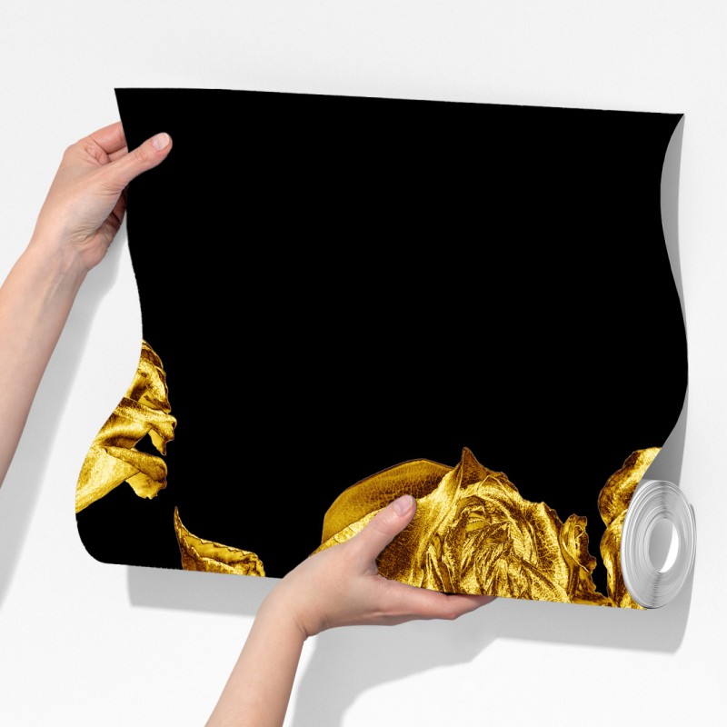 Fototapeta złote róże na czarnym tle – Wallissimo® Fototapeta złote róże na czarnym tle – Wallissimo®