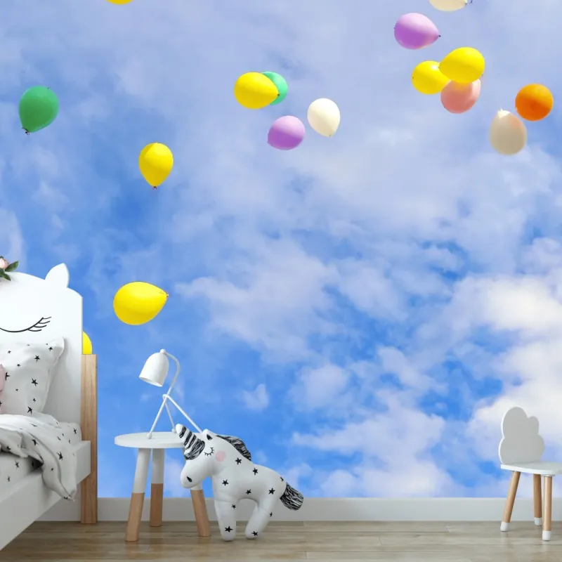 Fototapeta kolorowe balony unoszące się w niebie – Wallissimo® Fototapeta kolorowe balony unoszące się w niebie – Wallissimo®