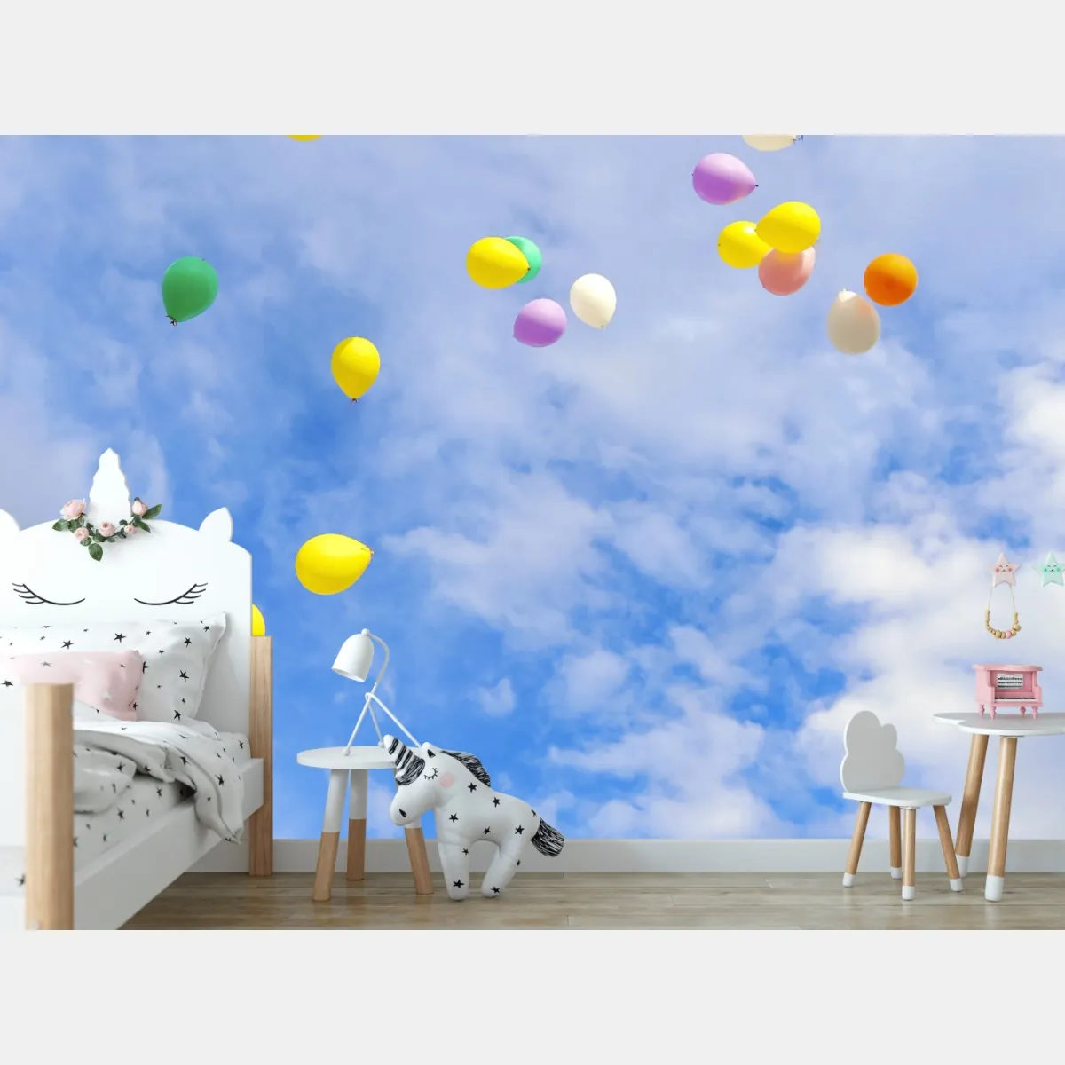 Fototapeta kolorowe balony unoszące się w niebie – Wallissimo® Fototapeta kolorowe balony unoszące się w niebie – Wallissimo®