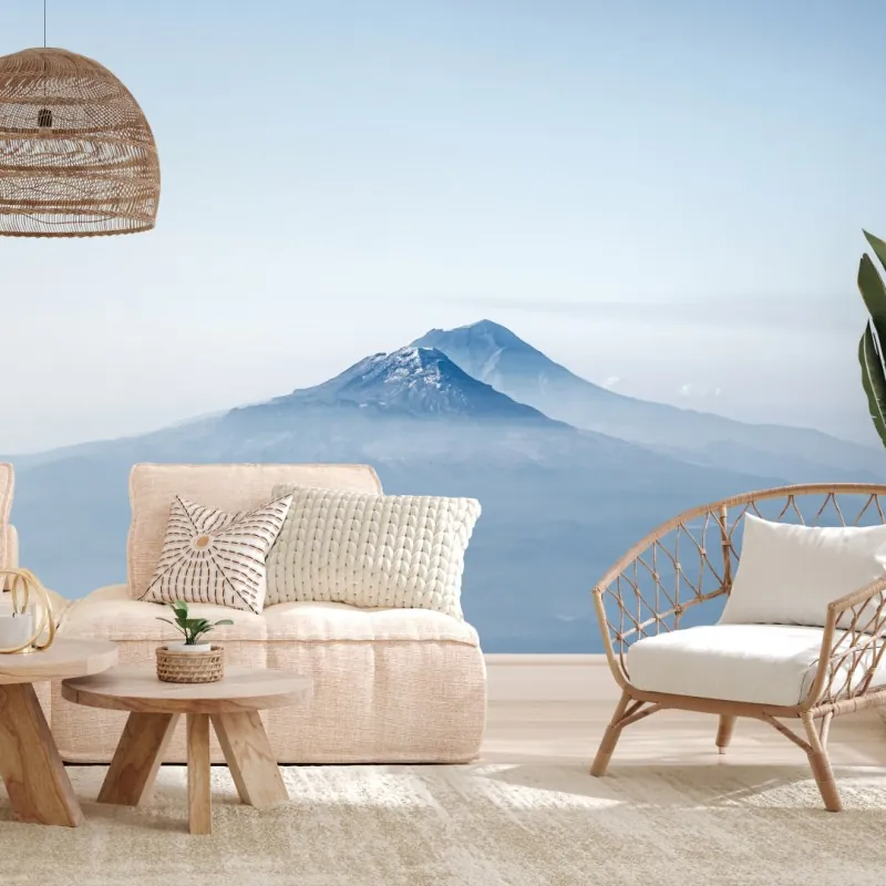 Wall mural misty blue mountain peaks