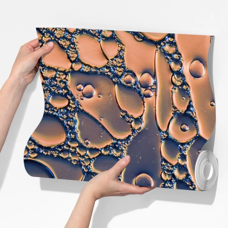 Fototapeta niebiesko-złote abstrakcyjne bąbelki – Wallissimo® Fototapeta niebiesko-złote abstrakcyjne bąbelki – Wallissimo®