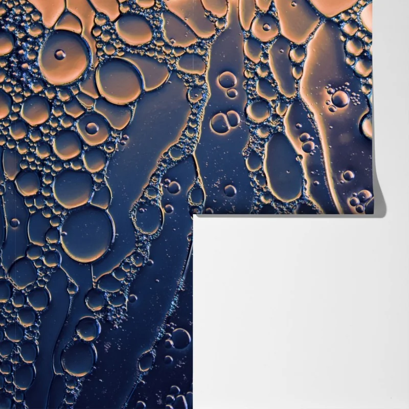 Fototapeta niebiesko-złote abstrakcyjne bąbelki – Wallissimo® Fototapeta niebiesko-złote abstrakcyjne bąbelki – Wallissimo®