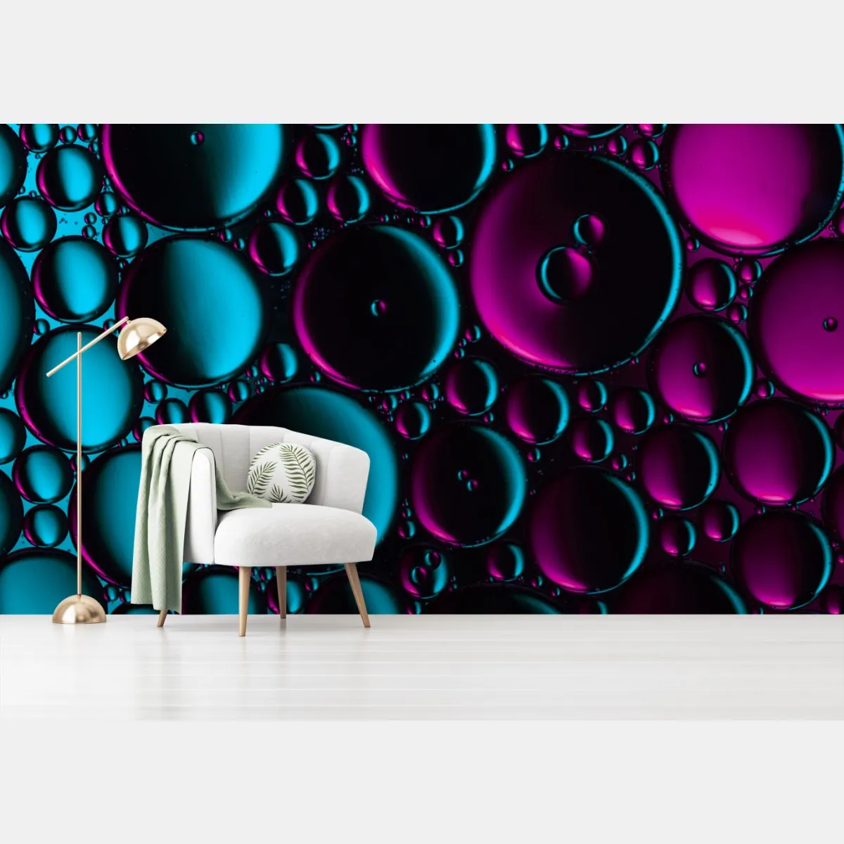 Fototapeta turkusowo-magenta wzór bąbelków – Wallissimo® Fototapeta turkusowo-magenta wzór bąbelków – Wallissimo®