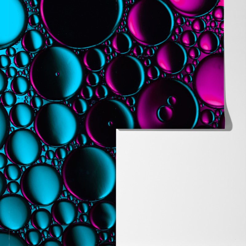 Fototapeta turkusowo-magenta wzór bąbelków – Wallissimo® Fototapeta turkusowo-magenta wzór bąbelków – Wallissimo®