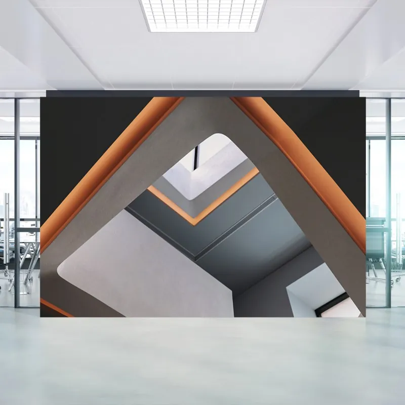 Wall mural minimal geometric architectural interior with skylight