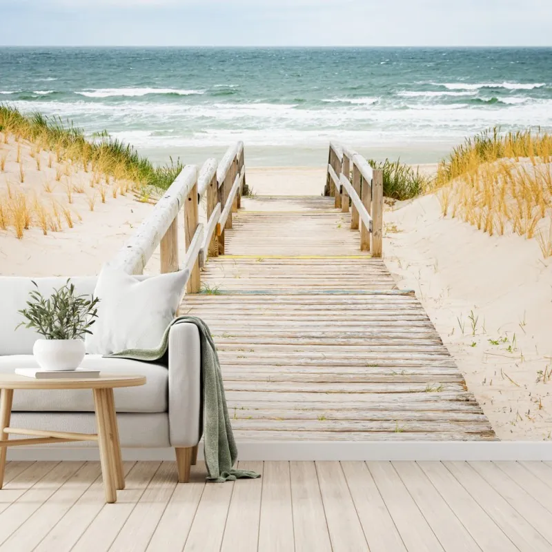 Wall mural wooden path to the sea, Sylt