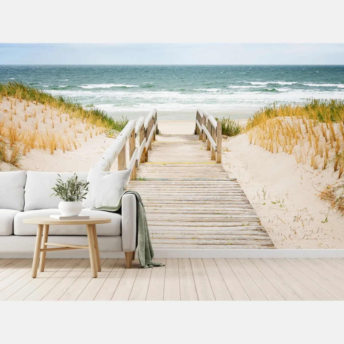 Fototapeta drewniany pomost prowadzący na plażę, Sylt – Wallissimo® Fototapeta drewniany pomost prowadzący na plażę, Sylt – Wallissimo®