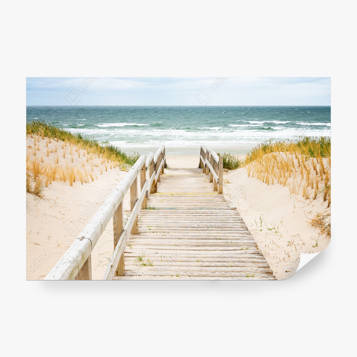 Fototapeta drewniany pomost prowadzący na plażę, Sylt – Wallissimo® Fototapeta drewniany pomost prowadzący na plażę, Sylt – Wallissimo®