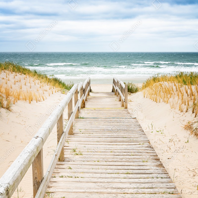 Fototapeta drewniany pomost prowadzący na plażę, Sylt – Wallissimo® Fototapeta drewniany pomost prowadzący na plażę, Sylt – Wallissimo®