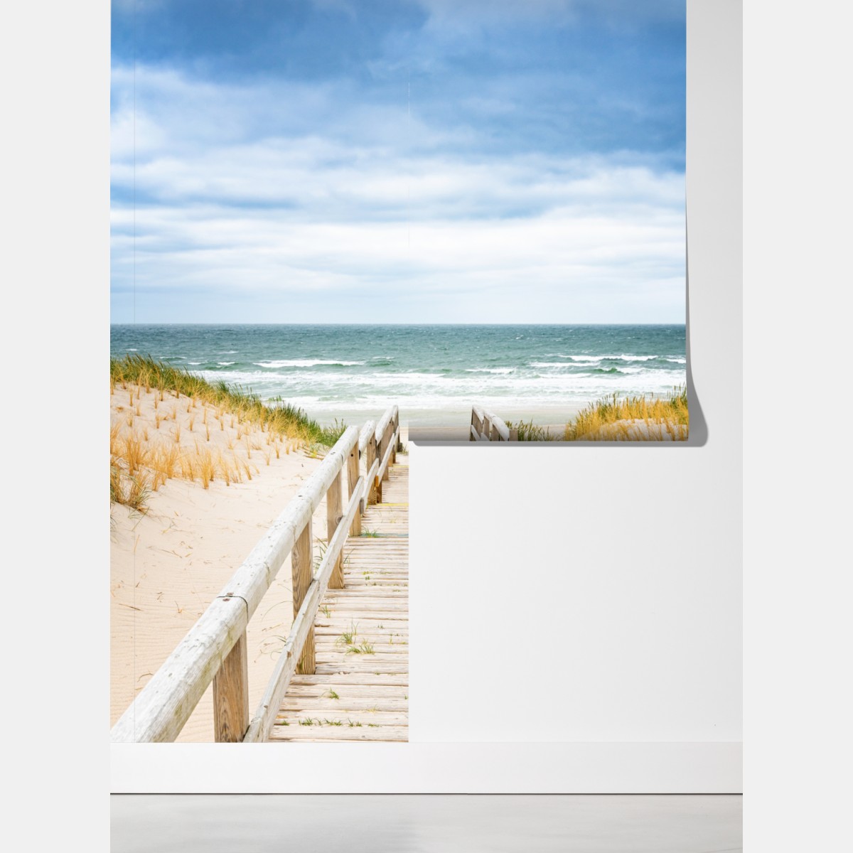 Fototapeta drewniany pomost prowadzący na plażę, Sylt – Wallissimo® Fototapeta drewniany pomost prowadzący na plażę, Sylt – Wallissimo®