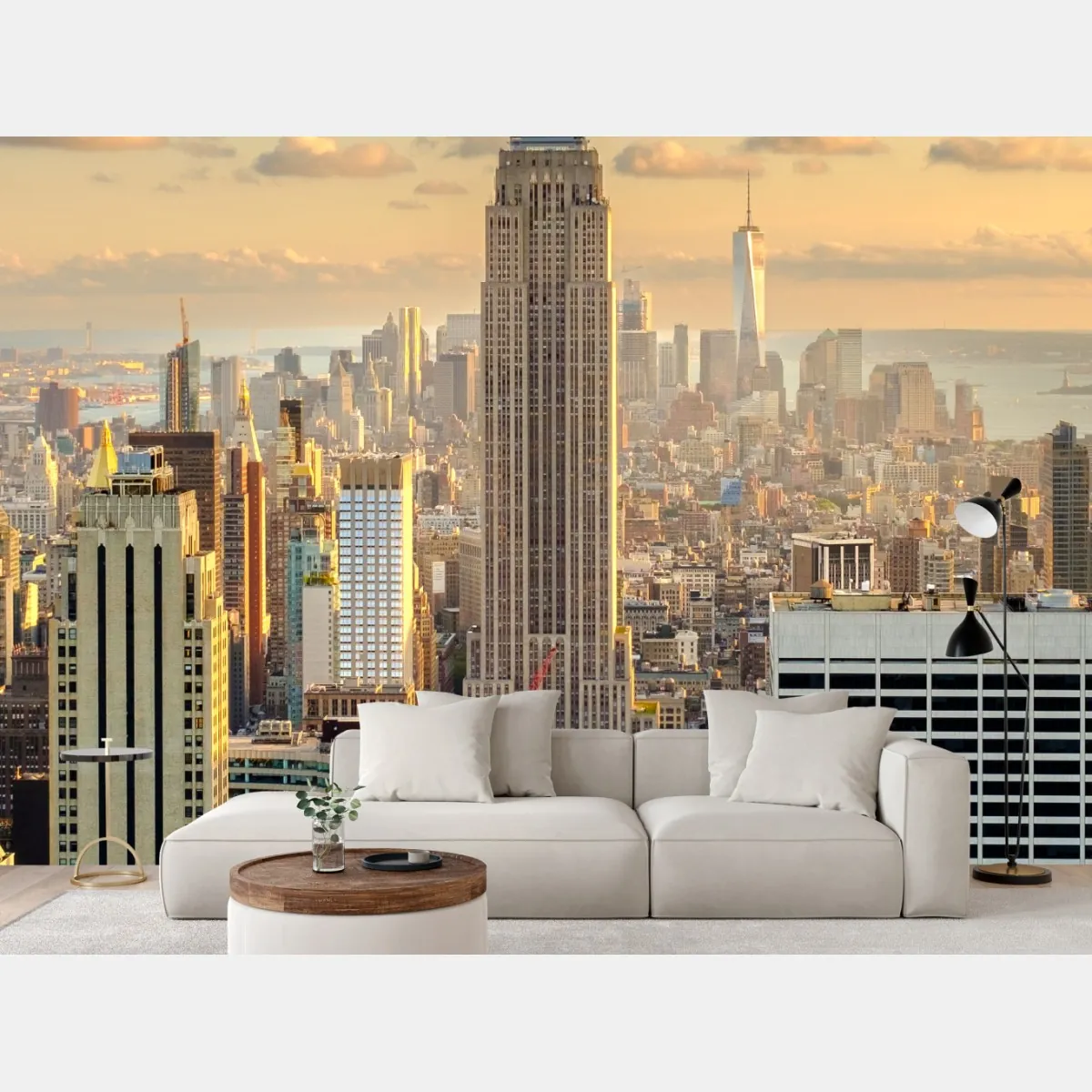 Fototapeta panorama Nowego Jorku o zachodzie słońca – Wallissimo® Fototapeta panorama Nowego Jorku o zachodzie słońca – Wallissimo®