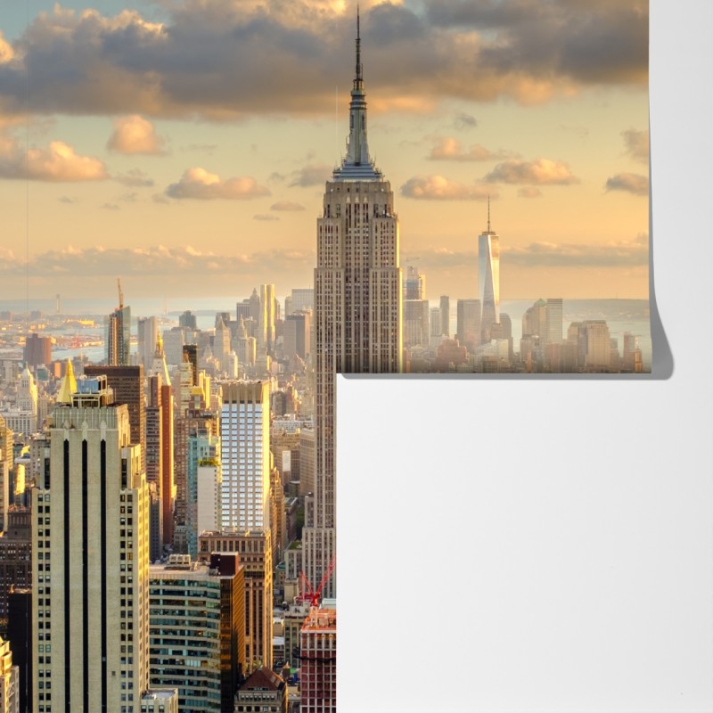 Fototapeta panorama Nowego Jorku o zachodzie słońca – Wallissimo® Fototapeta panorama Nowego Jorku o zachodzie słońca – Wallissimo®