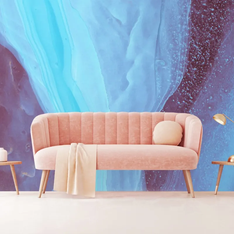 Wall mural ethereal turquoise and pink marble abstract