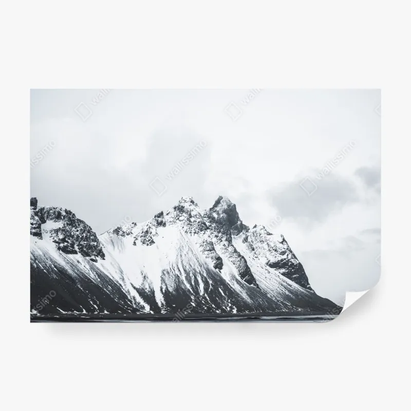 Wall mural serene snow-capped mountain seascape
