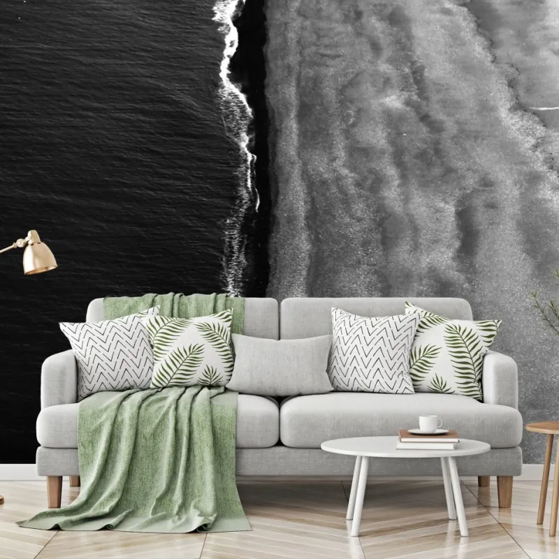 Wall mural aerial monochrome beach coastline