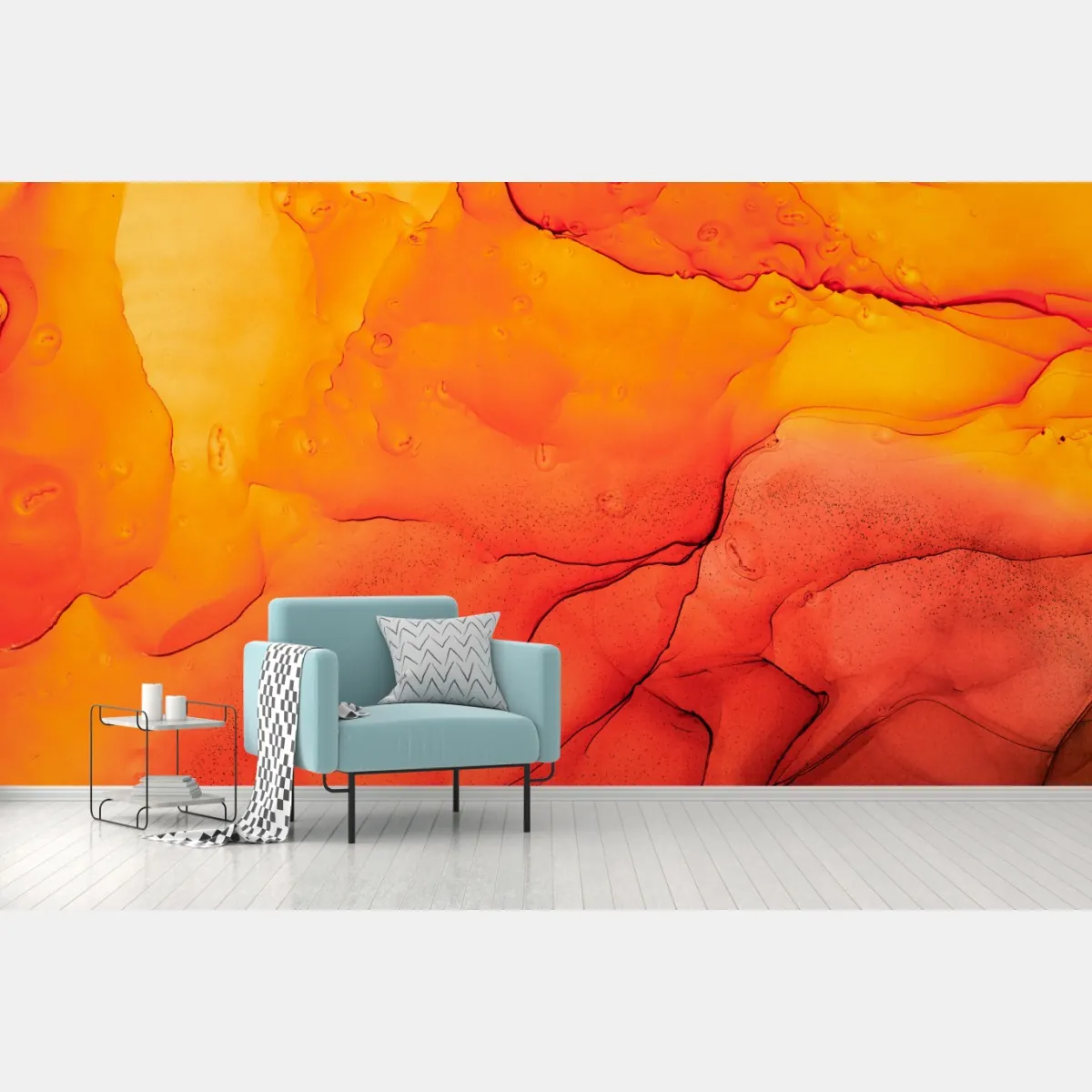 Fototapeta abstrakcja alkoholowa w odcieniach pomarańczy – Wallissimo® Fototapeta abstrakcja alkoholowa w odcieniach pomarańczy – Wallissimo®