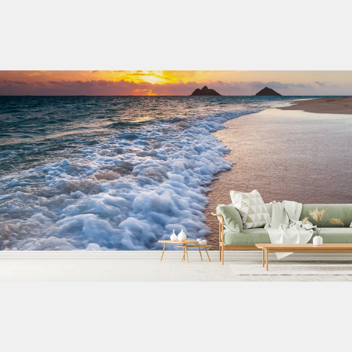 Fototapeta spokojny wschód słońca nad brzegiem oceanu – Wallissimo® Fototapeta spokojny wschód słońca nad brzegiem oceanu – Wallissimo®