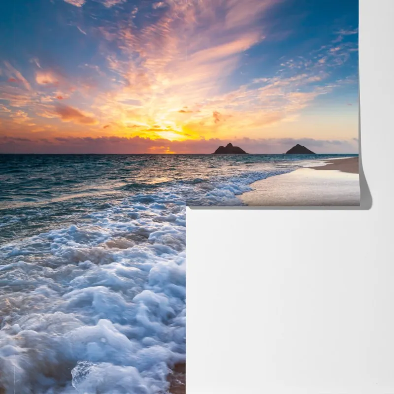 Fototapeta spokojny wschód słońca nad brzegiem oceanu – Wallissimo® Fototapeta spokojny wschód słońca nad brzegiem oceanu – Wallissimo®