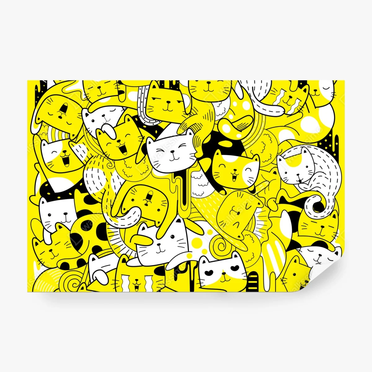 Fototapeta zabawna żółta mozaika kotów – Wallissimo® Fototapeta zabawna żółta mozaika kotów – Wallissimo®