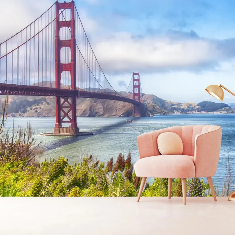 Wall mural Golden Gate Bridge panorama over San Francisco Bay