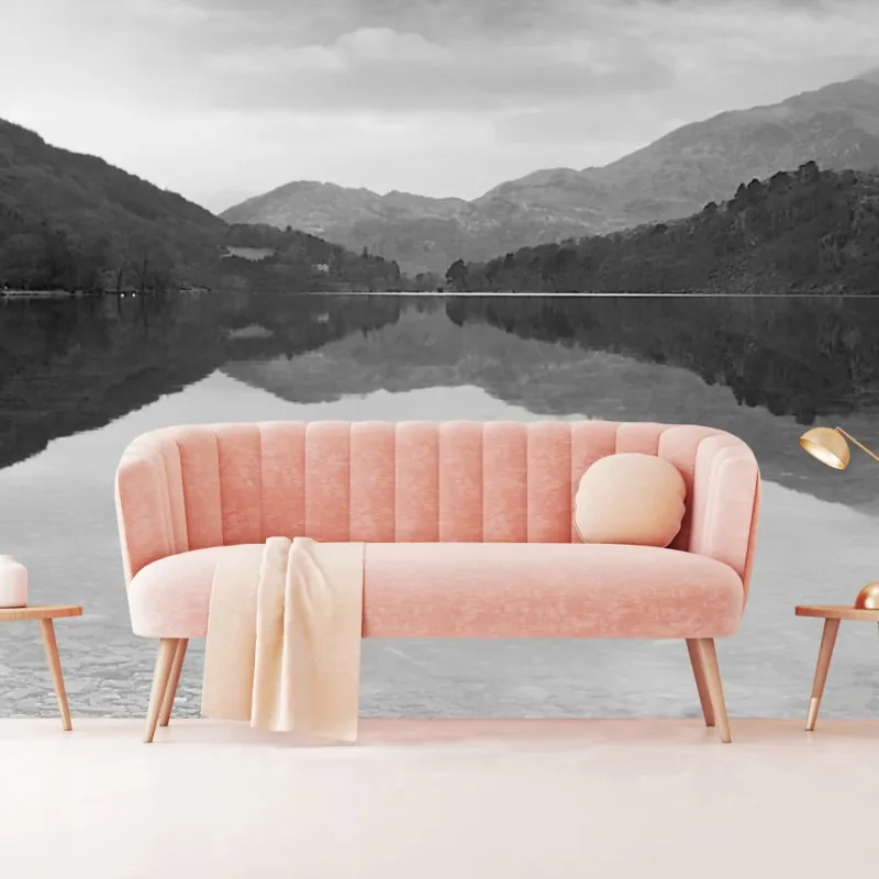 Wall mural serene mountain lake reflection