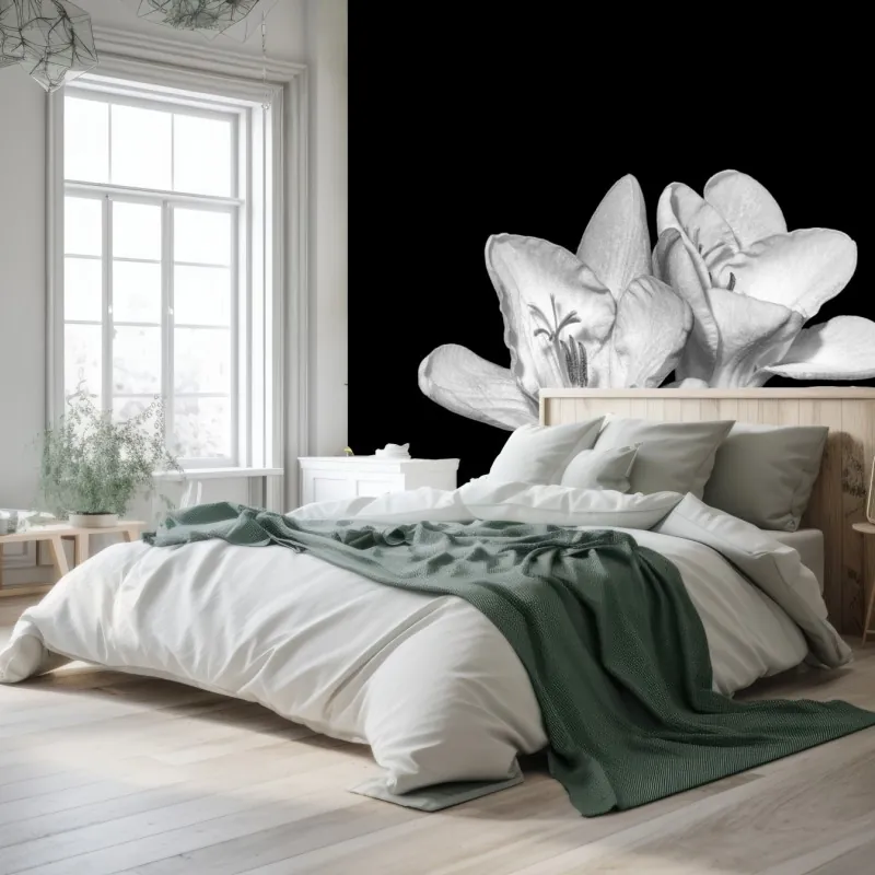 Wall mural elegant monochrome freesia bloom