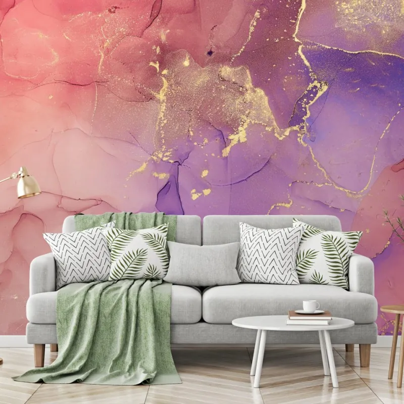 Fototapeta eteryczna różowo-fioletowa marmurowa grafika – Wallissimo® Fototapeta eteryczna różowo-fioletowa marmurowa grafika – Wallissimo®