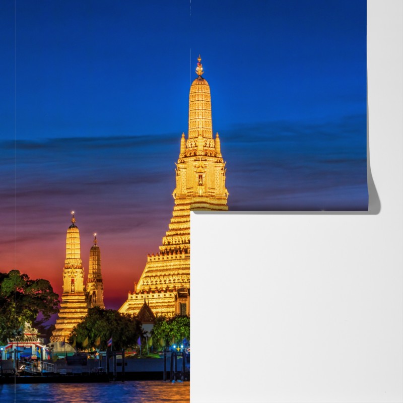 Fototapeta złote Wat Arun o zmierzchu – Wallissimo® Fototapeta złote Wat Arun o zmierzchu – Wallissimo®