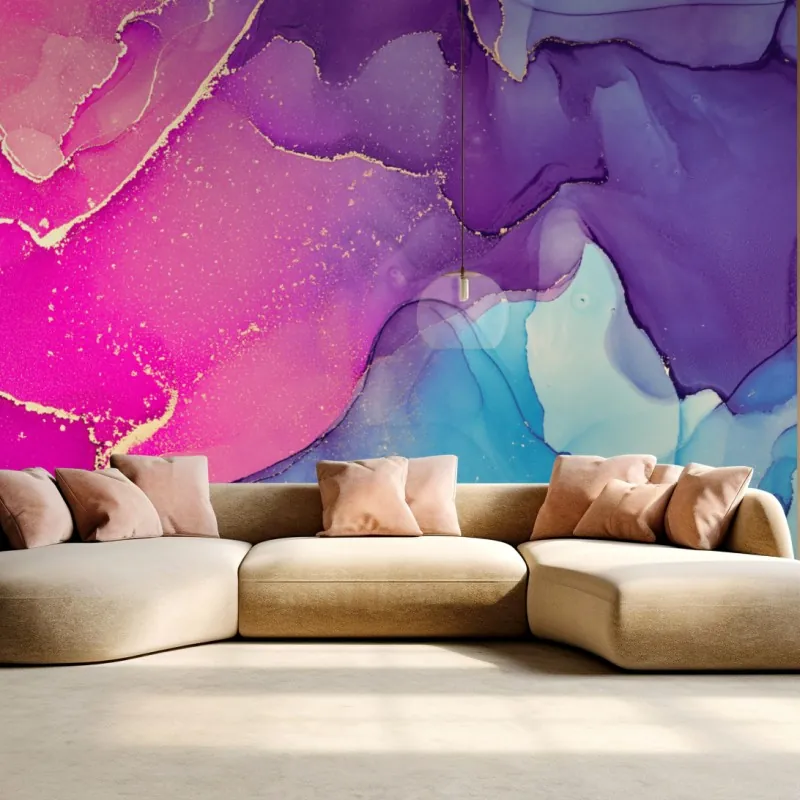 Wall mural vibrant marble alcohol ink composition