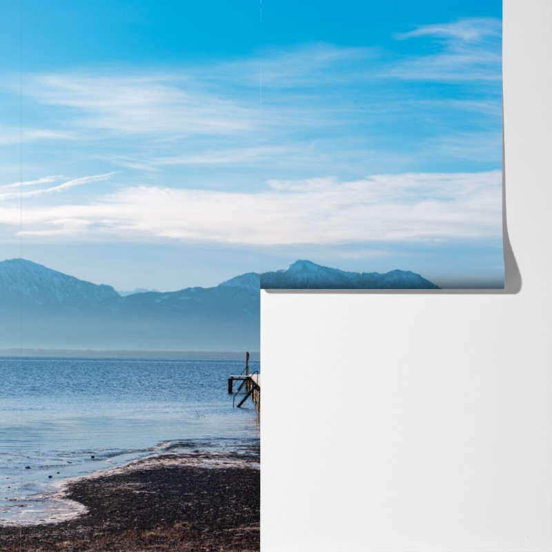 Fototapeta mglisty pomost nad jeziorem o świcie – Wallissimo® Fototapeta mglisty pomost nad jeziorem o świcie – Wallissimo®