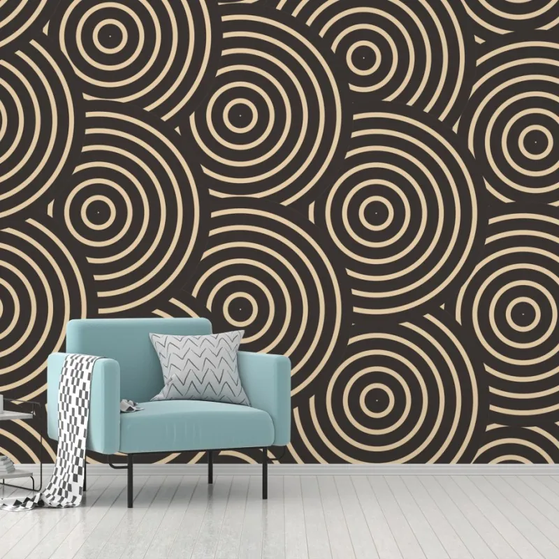 Wall mural retro concentric circles pattern
