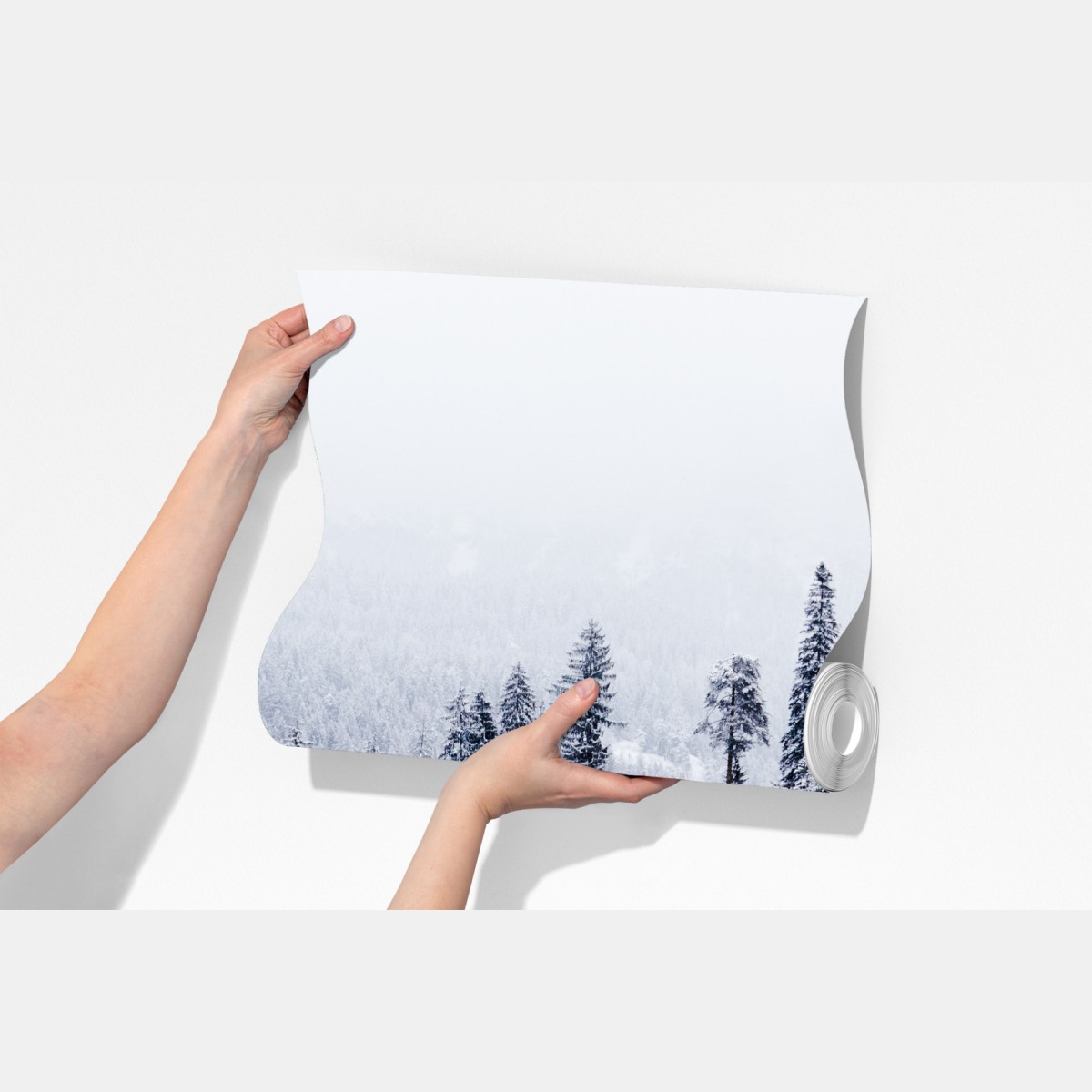 Fototapeta zimowe jezioro z odbiciem w śnieżnym lesie – Wallissimo® Fototapeta zimowe jezioro z odbiciem w śnieżnym lesie – Wallissimo®