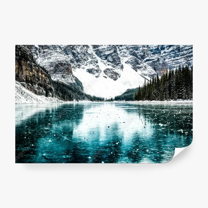 Wall mural icy turquoise lake reflection
